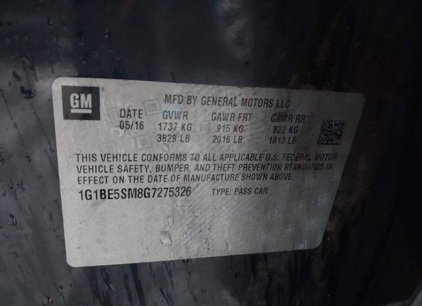 Photo 9 of 2016 Chevrolet Cruze LT AUTO (VIN 1G1BE5SM8G7275326)