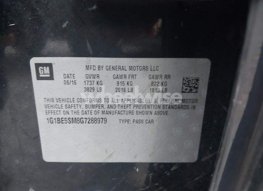 Photo 9 of 2016 Chevrolet Cruze LT AUTO (VIN 1G1BE5SM8G7288979)