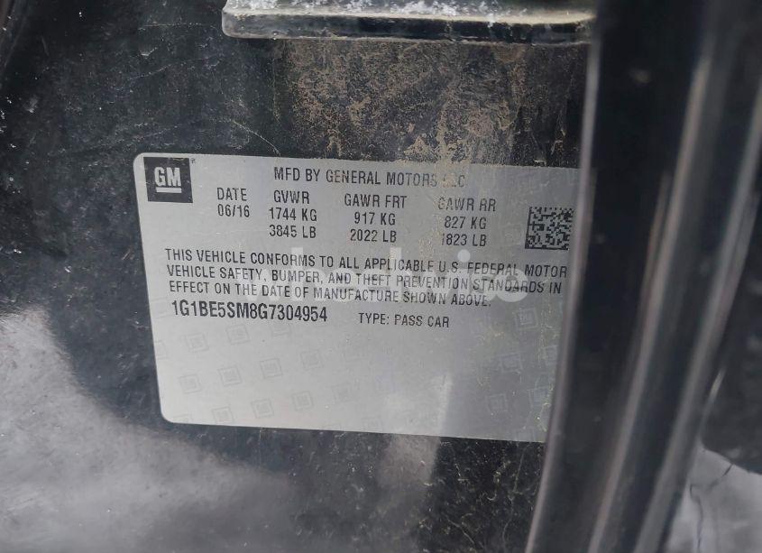 Photo 9 of 2016 Chevrolet Cruze LT AUTO (VIN 1G1BE5SM8G7304954)