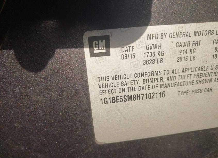 Photo 9 of 2017 Chevrolet Cruze LT AUTO (VIN 1G1BE5SM8H7102116)