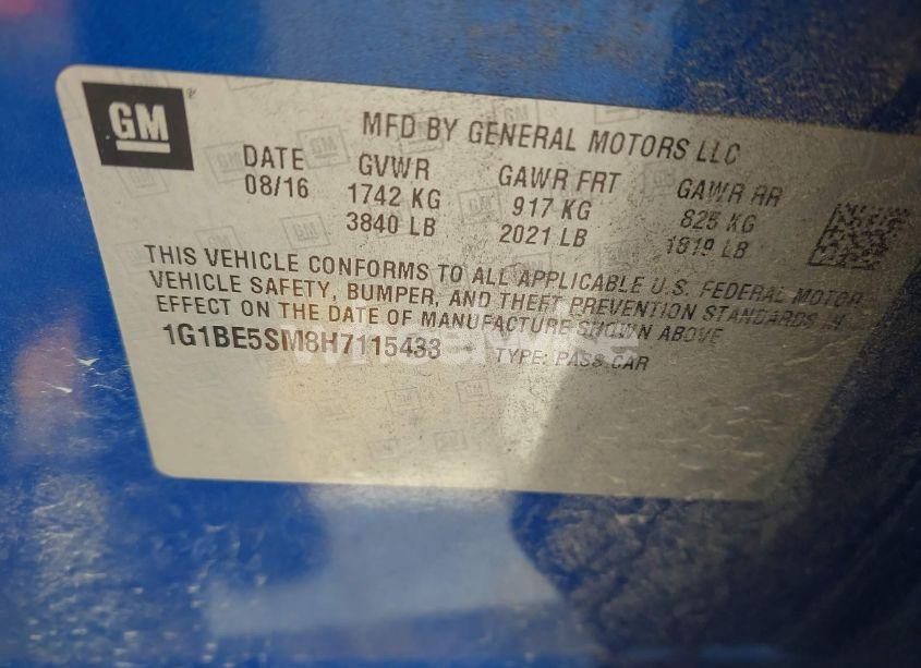 Photo 9 of 2017 Chevrolet Cruze LT AUTO (VIN 1G1BE5SM8H7115433)