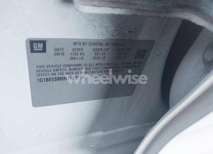 Photo 9 of 2017 Chevrolet Cruze LT AUTO (VIN 1G1BE5SM8H7120714)