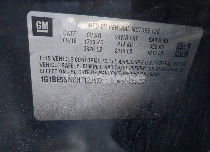 Photo 9 of 2017 Chevrolet Cruze LT AUTO (VIN 1G1BE5SM8H7129073)