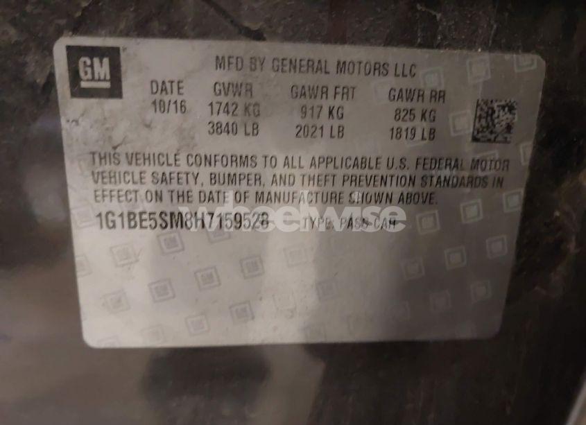 Photo 9 of 2017 Chevrolet Cruze LT AUTO (VIN 1G1BE5SM8H7159528)