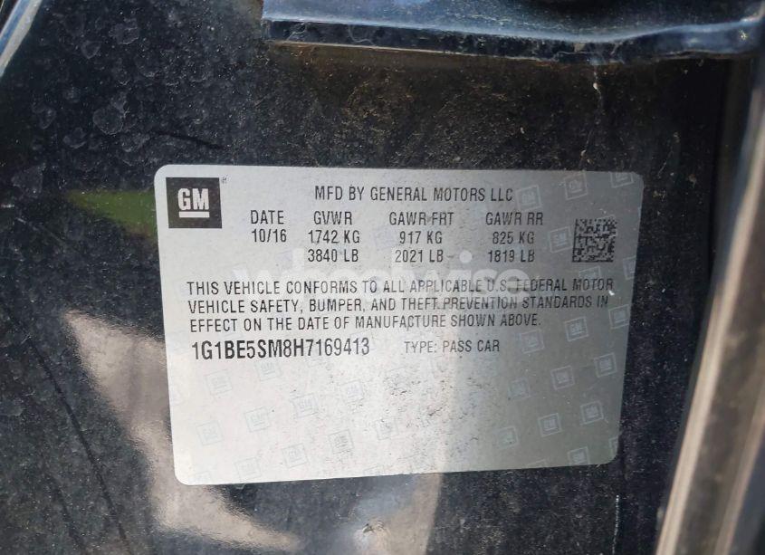 Photo 9 of 2017 Chevrolet Cruze LT AUTO (VIN 1G1BE5SM8H7169413)