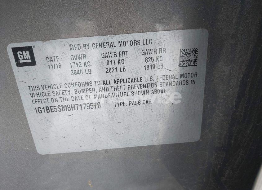 Photo 9 of 2017 Chevrolet Cruze LT AUTO (VIN 1G1BE5SM8H7179570)