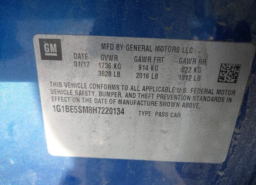 Photo 9 of 2017 Chevrolet Cruze LT AUTO (VIN 1G1BE5SM8H7220134)