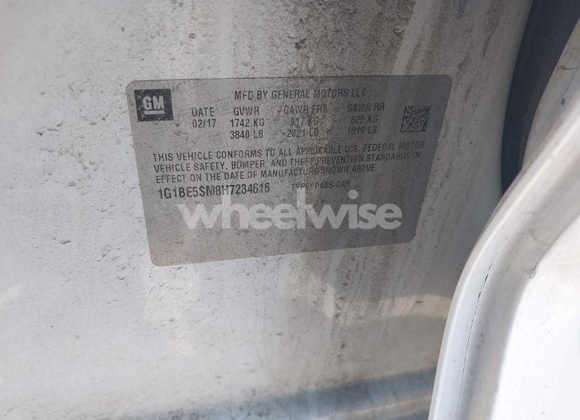 Photo 9 of 2017 Chevrolet Cruze LT AUTO (VIN 1G1BE5SM8H7234616)