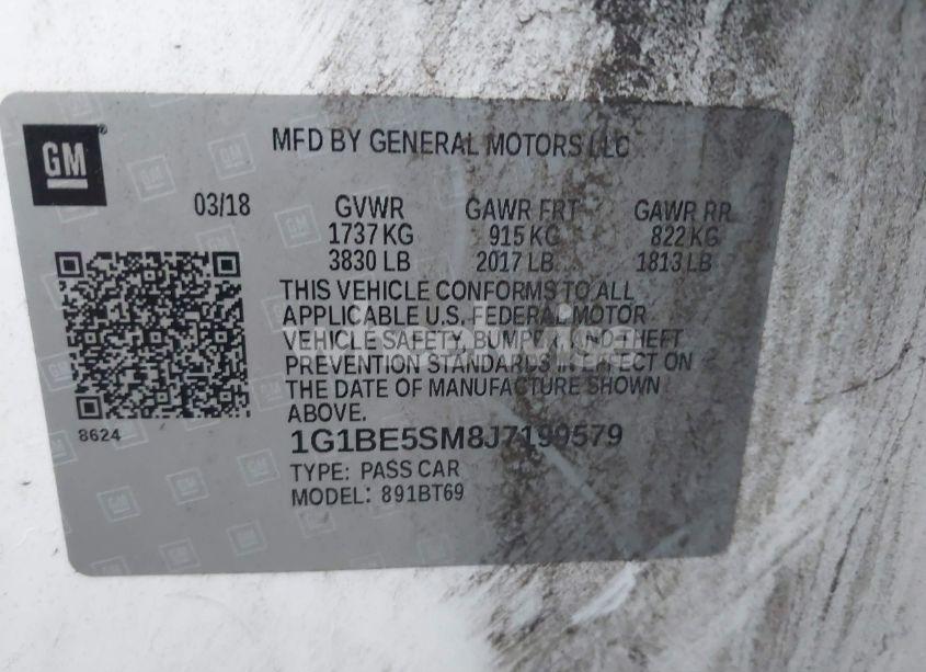 Photo 9 of 2018 Chevrolet Cruze LT AUTO (VIN 1G1BE5SM8J7199579)