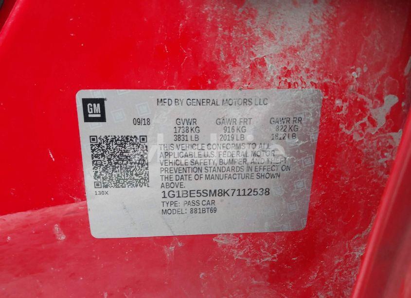 Photo 9 of 2019 Chevrolet Cruze LT (VIN 1G1BE5SM8K7112538)