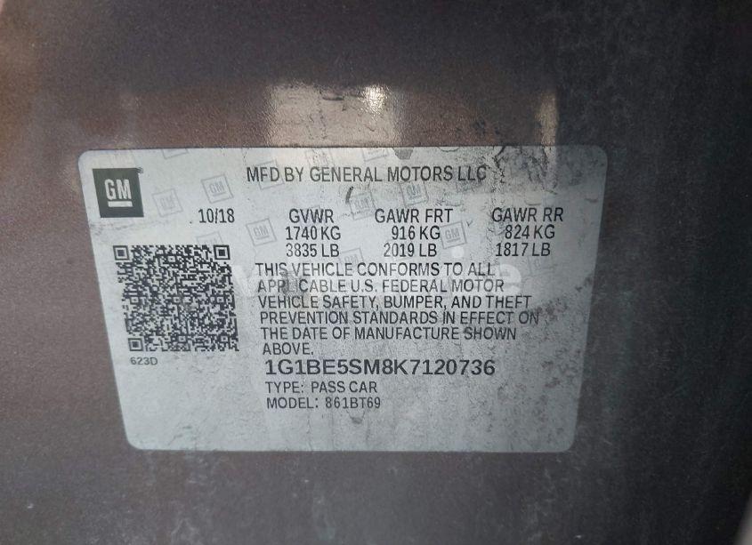 Photo 9 of 2019 Chevrolet Cruze LT (VIN 1G1BE5SM8K7120736)