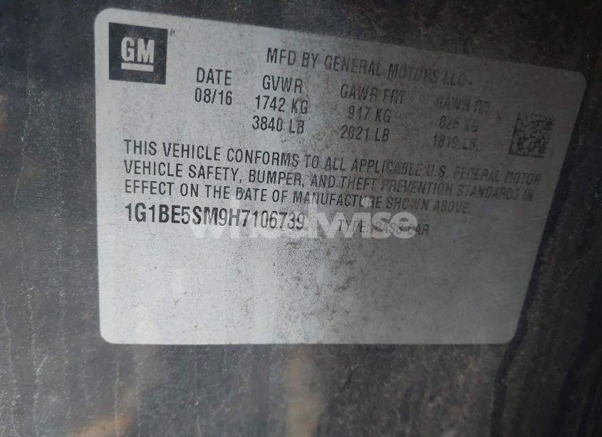 Photo 9 of 2017 Chevrolet Cruze LT AUTO (VIN 1G1BE5SM9H7106739)