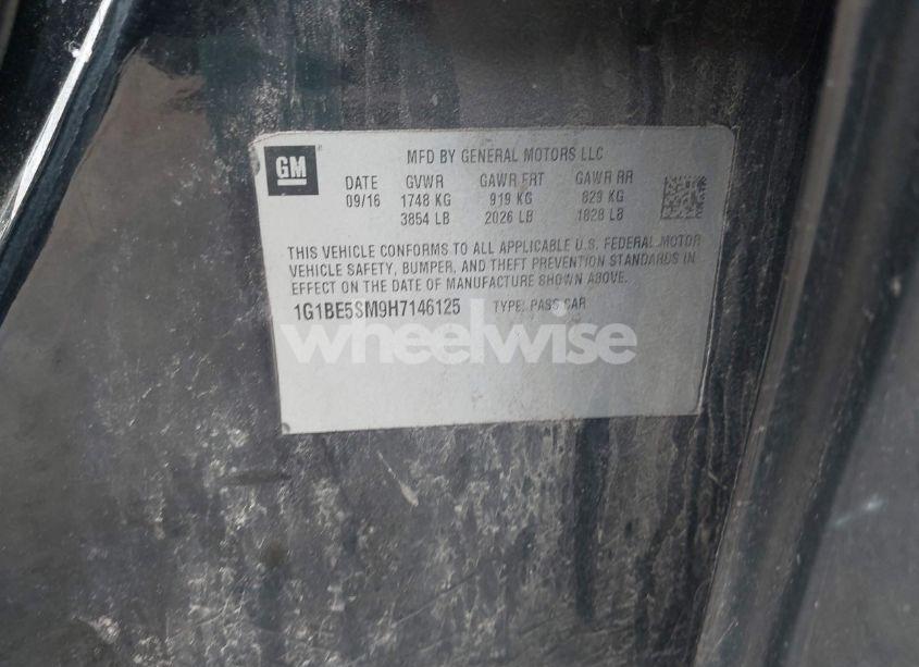 Photo 9 of 2017 Chevrolet Cruze LT AUTO (VIN 1G1BE5SM9H7146125)