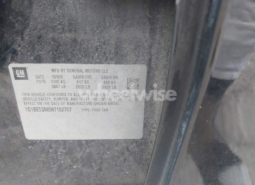 Photo 9 of 2017 Chevrolet Cruze LT AUTO (VIN 1G1BE5SM9H7182767)