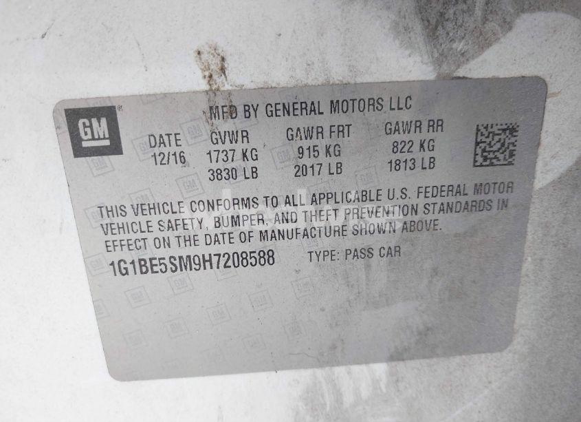 Photo 9 of 2017 Chevrolet Cruze LT AUTO (VIN 1G1BE5SM9H7208588)