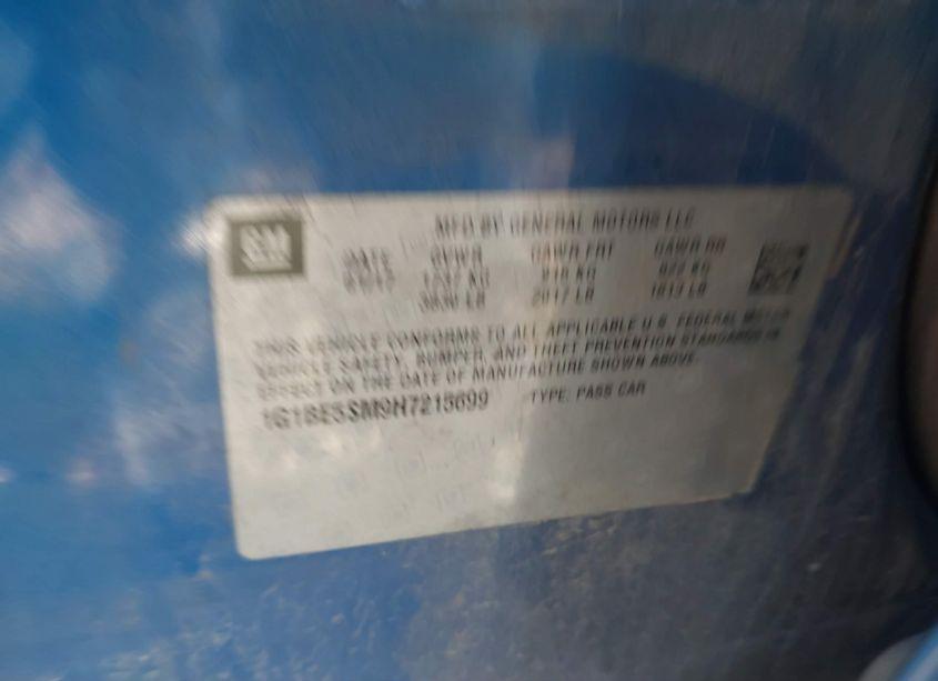 Photo 9 of 2017 Chevrolet Cruze LT AUTO (VIN 1G1BE5SM9H7215699)