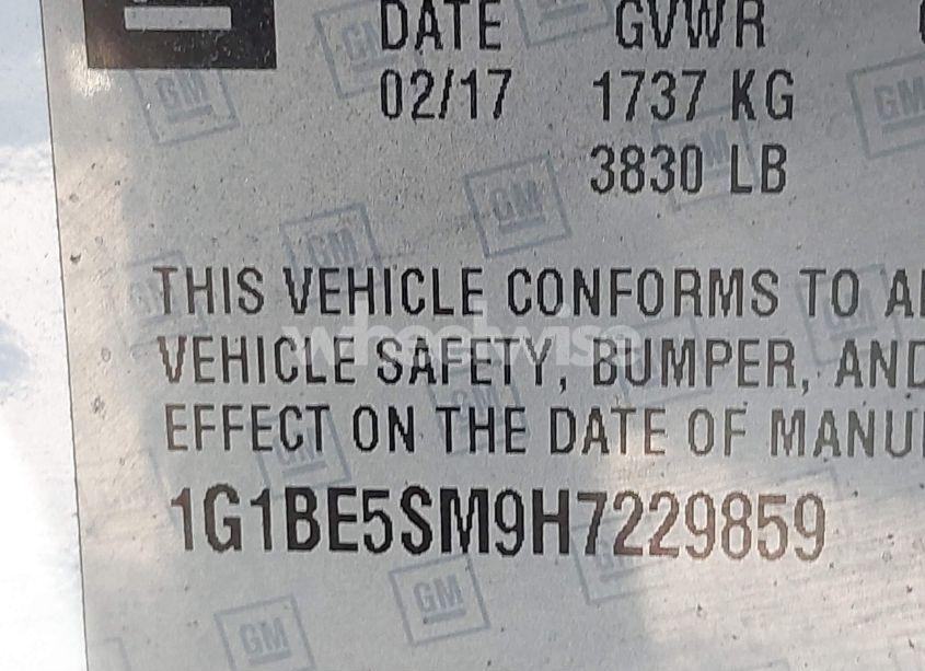 Photo 9 of 2017 Chevrolet Cruze LT AUTO (VIN 1G1BE5SM9H7229859)