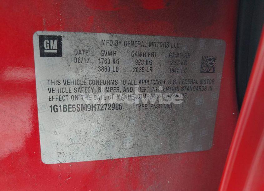 Photo 9 of 2017 Chevrolet Cruze LT AUTO (VIN 1G1BE5SM9H7272906)