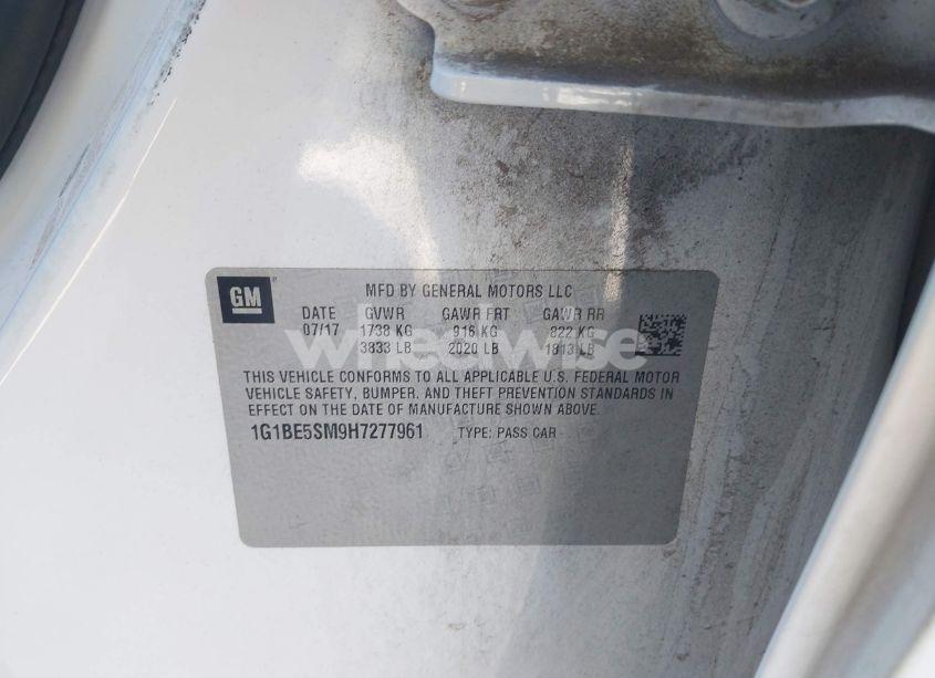 Photo 9 of 2017 Chevrolet Cruze LT AUTO (VIN 1G1BE5SM9H7277961)