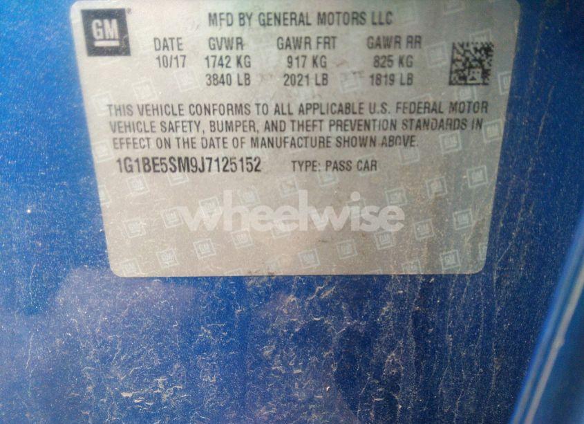 Photo 9 of 2018 Chevrolet Cruze LT AUTO (VIN 1G1BE5SM9J7125152)