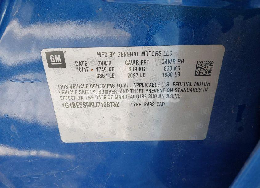 Photo 9 of 2018 Chevrolet Cruze LT AUTO (VIN 1G1BE5SM9J7128732)