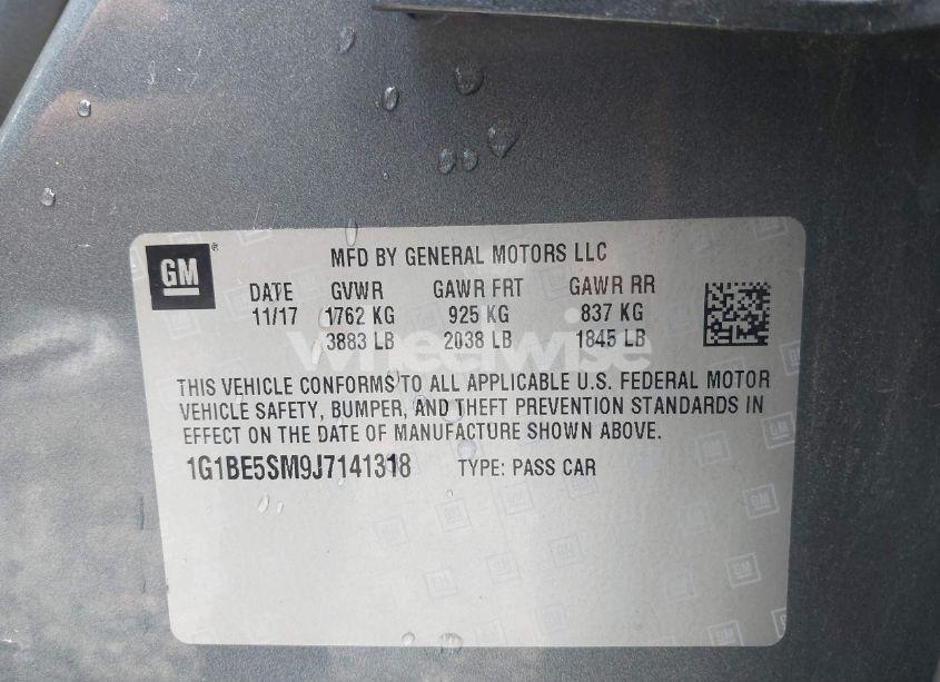 Photo 9 of 2018 Chevrolet Cruze LT AUTO (VIN 1G1BE5SM9J7141318)