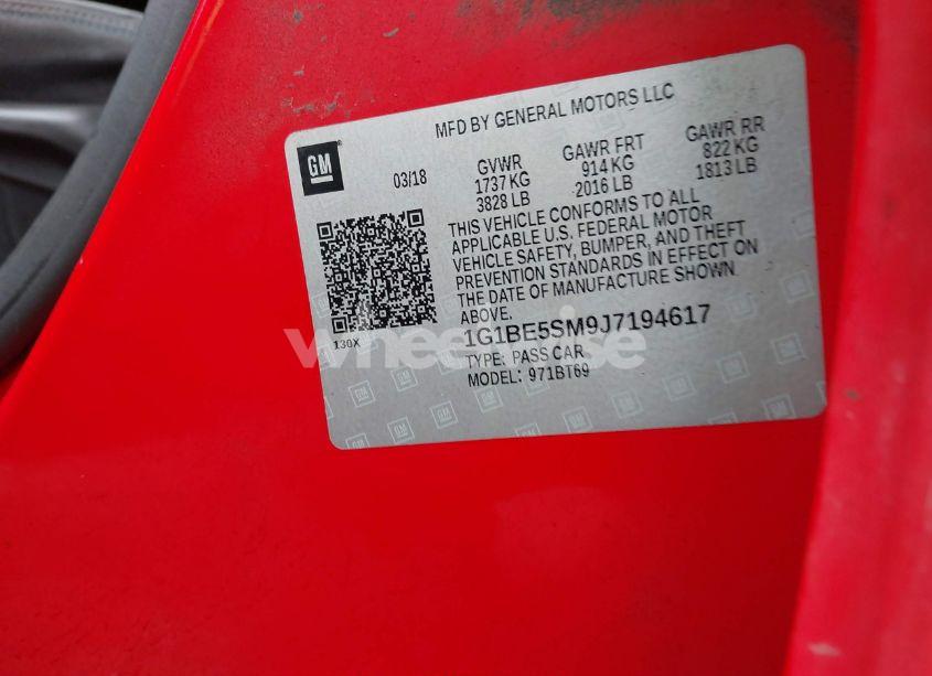 Photo 9 of 2018 Chevrolet Cruze LT AUTO (VIN 1G1BE5SM9J7194617)