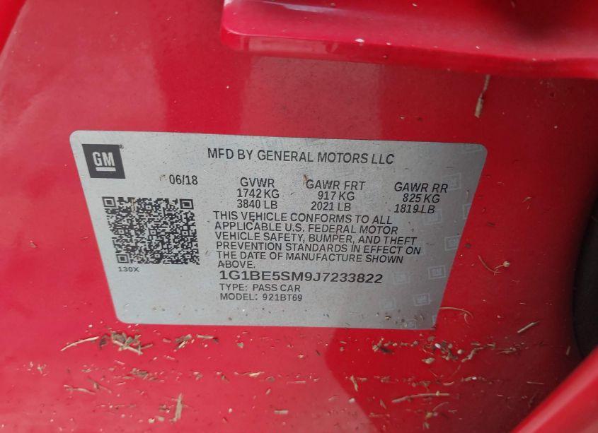 Photo 9 of 2018 Chevrolet Cruze LT AUTO (VIN 1G1BE5SM9J7233822)