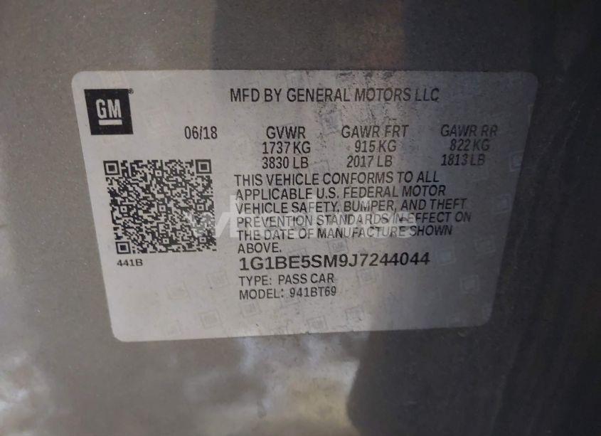 Photo 9 of 2018 Chevrolet Cruze LT AUTO (VIN 1G1BE5SM9J7244044)