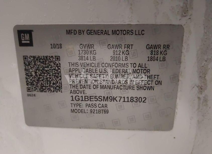 Photo 9 of 2019 Chevrolet Cruze LT (VIN 1G1BE5SM9K7118302)