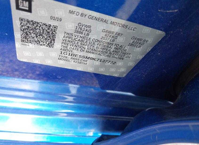 Photo 9 of 2019 Chevrolet Cruze LT (VIN 1G1BE5SM9K7137772)