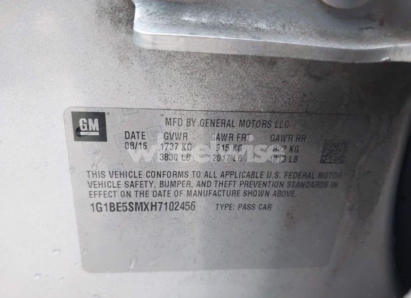 Photo 9 of 2017 Chevrolet Cruze LT AUTO (VIN 1G1BE5SMXH7102456)