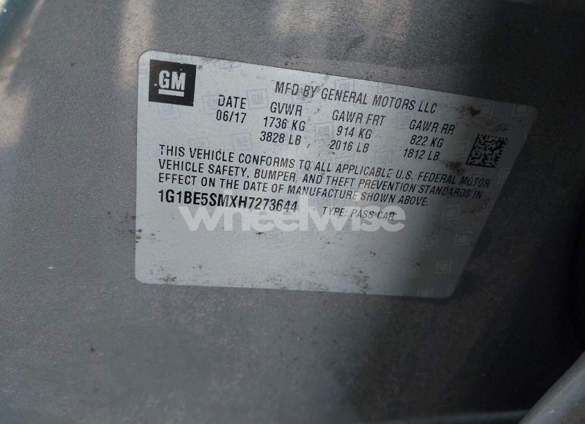 Photo 9 of 2017 Chevrolet Cruze LT AUTO (VIN 1G1BE5SMXH7273644)