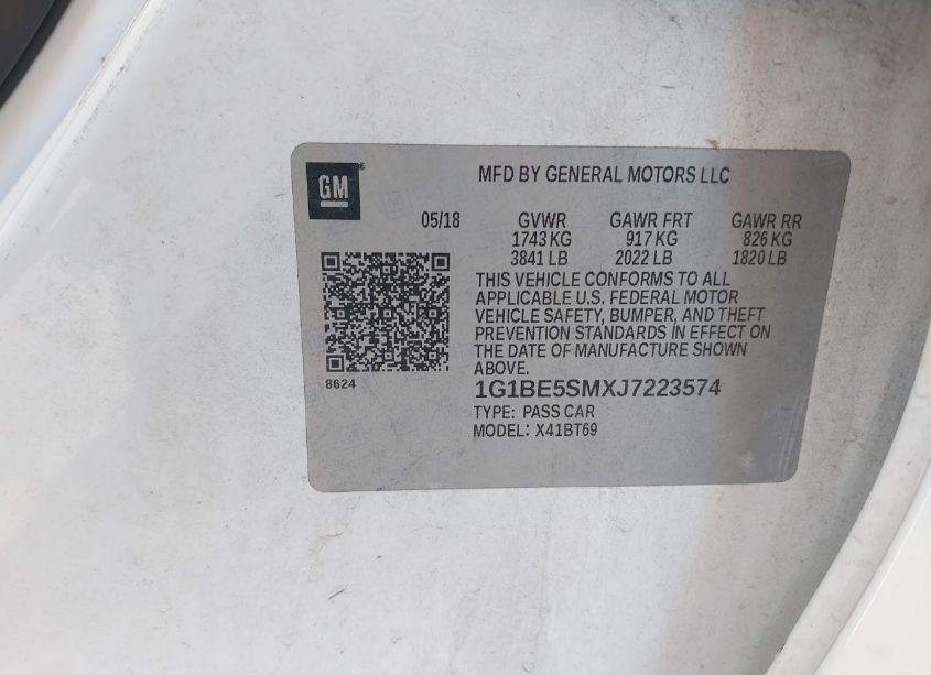 Photo 9 of 2018 Chevrolet Cruze LT AUTO (VIN 1G1BE5SMXJ7223574)