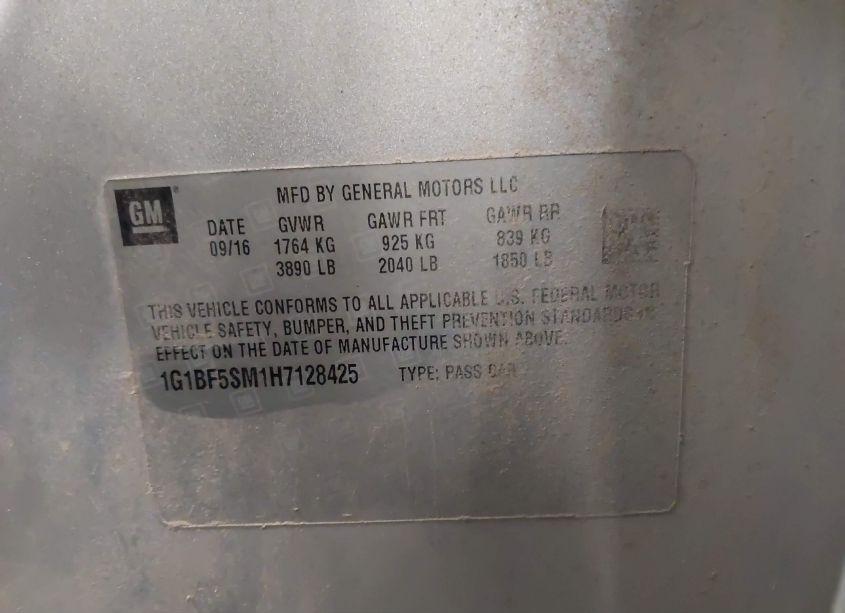 Photo 9 of 2017 Chevrolet Cruze PREMIER AUTO (VIN 1G1BF5SM1H7128425)