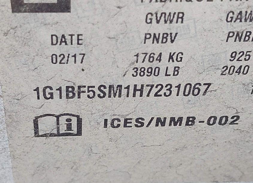 Photo 9 of 2017 Chevrolet Cruze PREMIER AUTO (VIN 1G1BF5SM1H7231067)