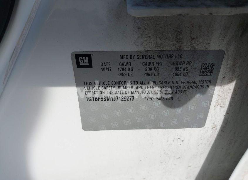 Photo 9 of 2018 Chevrolet Cruze PREMIER AUTO (VIN 1G1BF5SM1J7129273)