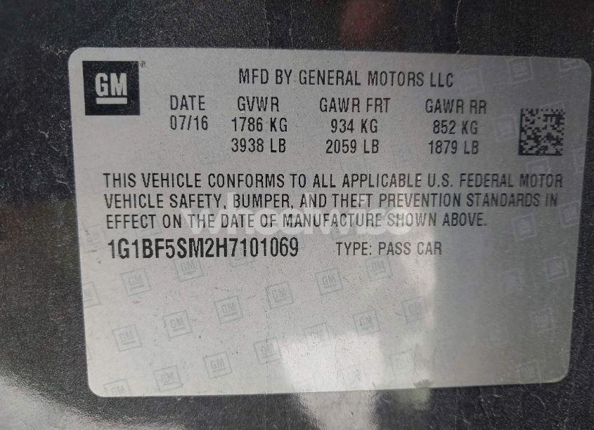 Photo 9 of 2017 Chevrolet Cruze PREMIER AUTO (VIN 1G1BF5SM2H7101069)