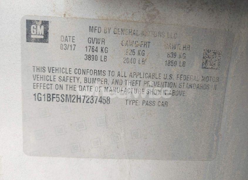 Photo 9 of 2017 Chevrolet Cruze PREMIER AUTO (VIN 1G1BF5SM2H7237458)