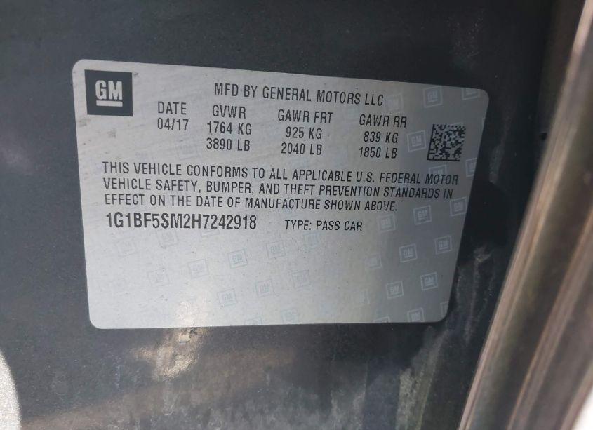 Photo 9 of 2017 Chevrolet Cruze PREMIER AUTO (VIN 1G1BF5SM2H7242918)