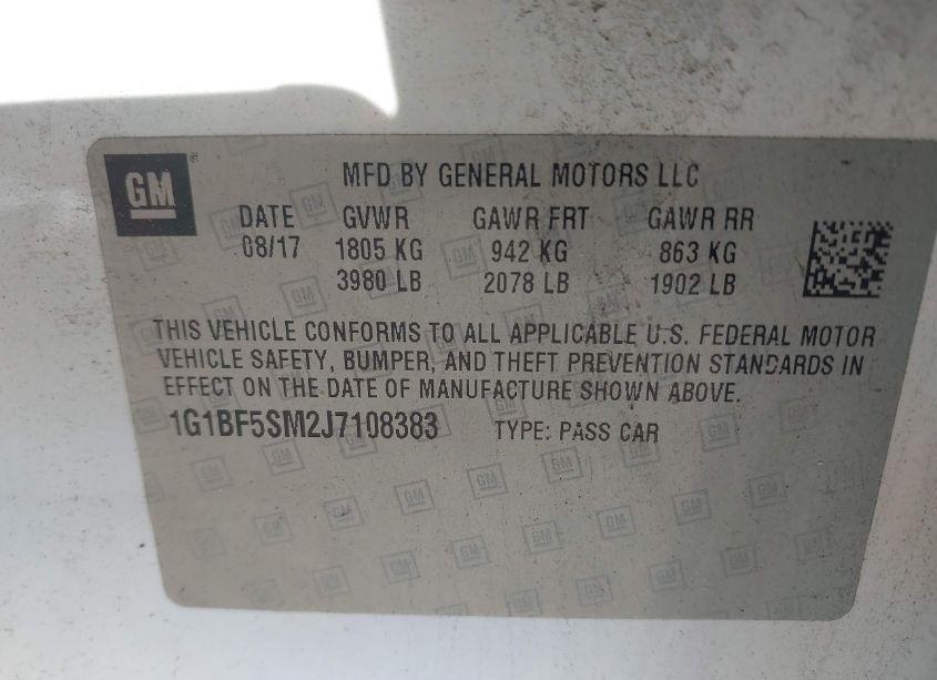 Photo 9 of 2018 Chevrolet Cruze PREMIER AUTO (VIN 1G1BF5SM2J7108383)