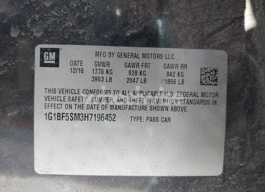 Photo 9 of 2017 Chevrolet Cruze PREMIER AUTO (VIN 1G1BF5SM3H7196452)