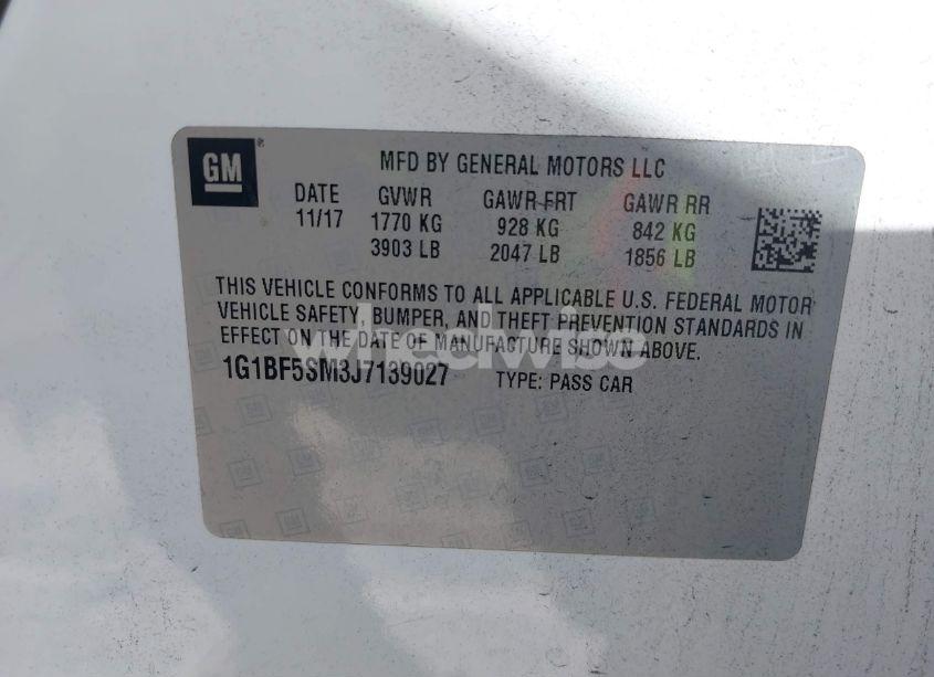 Photo 9 of 2018 Chevrolet Cruze PREMIER AUTO (VIN 1G1BF5SM3J7139027)