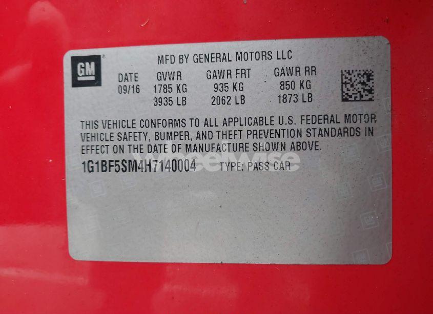 Photo 9 of 2017 Chevrolet Cruze PREMIER AUTO (VIN 1G1BF5SM4H7140004)