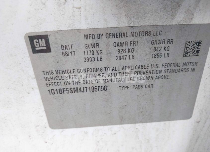 Photo 9 of 2018 Chevrolet Cruze PREMIER AUTO (VIN 1G1BF5SM4J7106098)