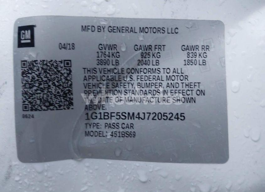 Photo 9 of 2018 Chevrolet Cruze PREMIER AUTO (VIN 1G1BF5SM4J7205245)