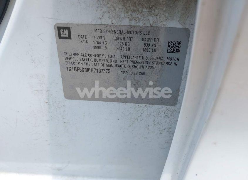 Photo 9 of 2017 Chevrolet Cruze PREMIER AUTO (VIN 1G1BF5SM6H7107375)