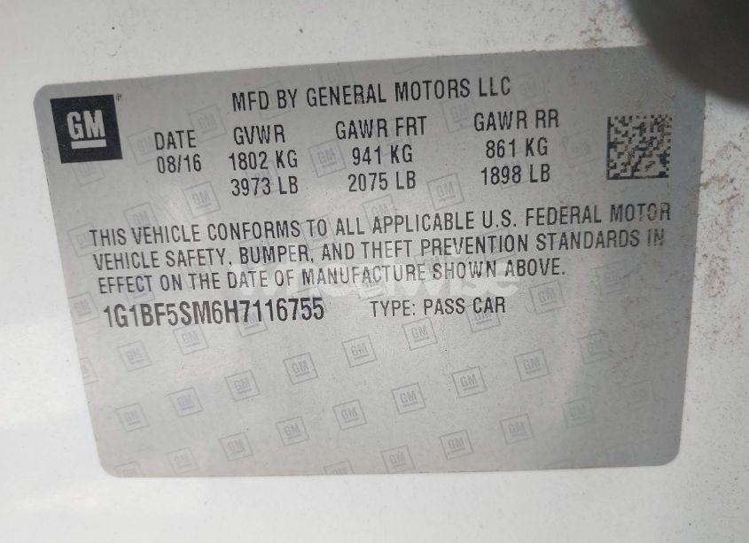 Photo 9 of 2017 Chevrolet Cruze PREMIER AUTO (VIN 1G1BF5SM6H7116755)