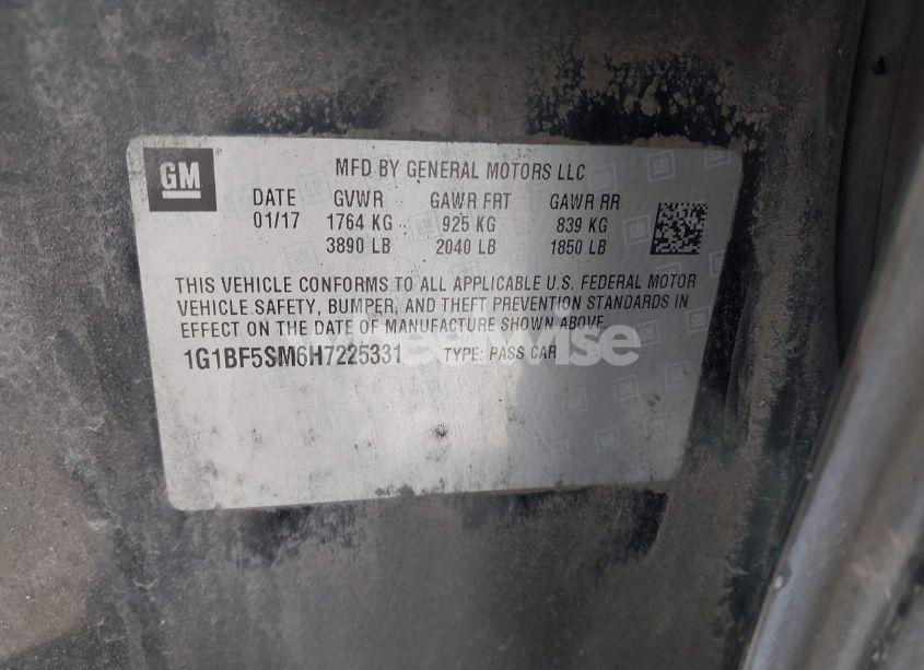 Photo 9 of 2017 Chevrolet Cruze PREMIER AUTO (VIN 1G1BF5SM6H7225331)