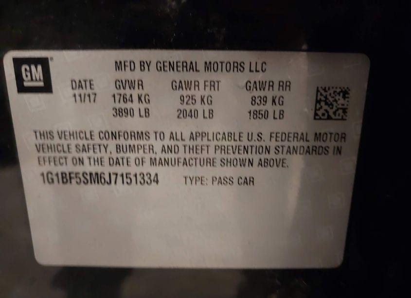 Photo 9 of 2018 Chevrolet Cruze PREMIER AUTO (VIN 1G1BF5SM6J7151334)